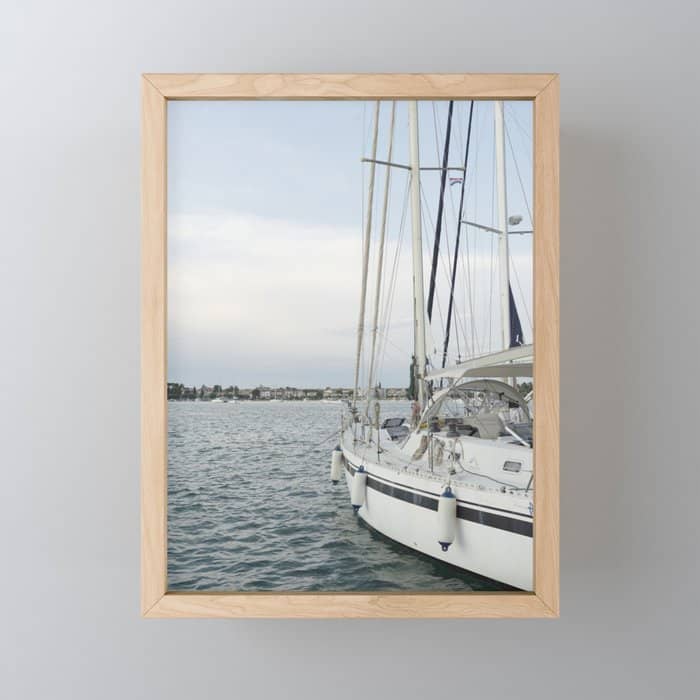 Sailboat In Croatian Harbor - Nautical Travel Photography  Mini Art Print