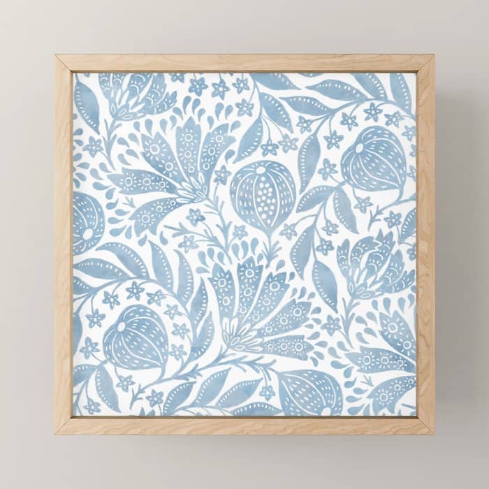 French Country Fig Garden In Blue Mini Art Print