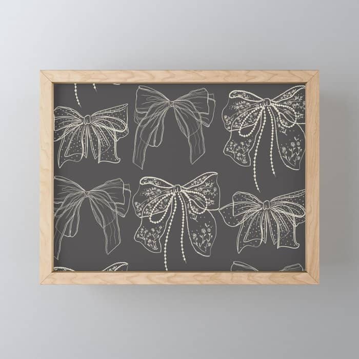 Romantic Bows Gray Pattern Mini Art Print