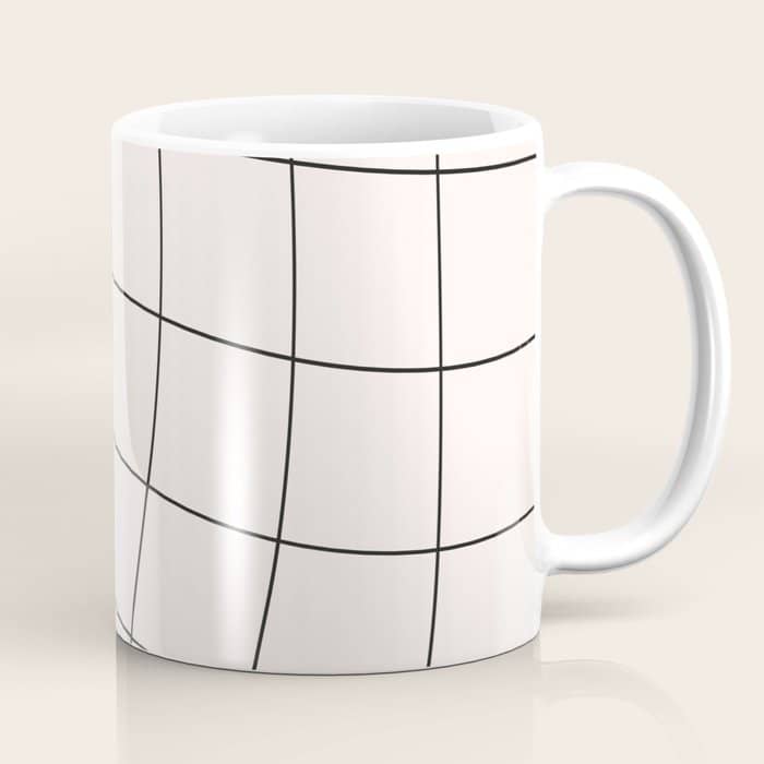 Retro Warped Grid Black And White Coffee Mug