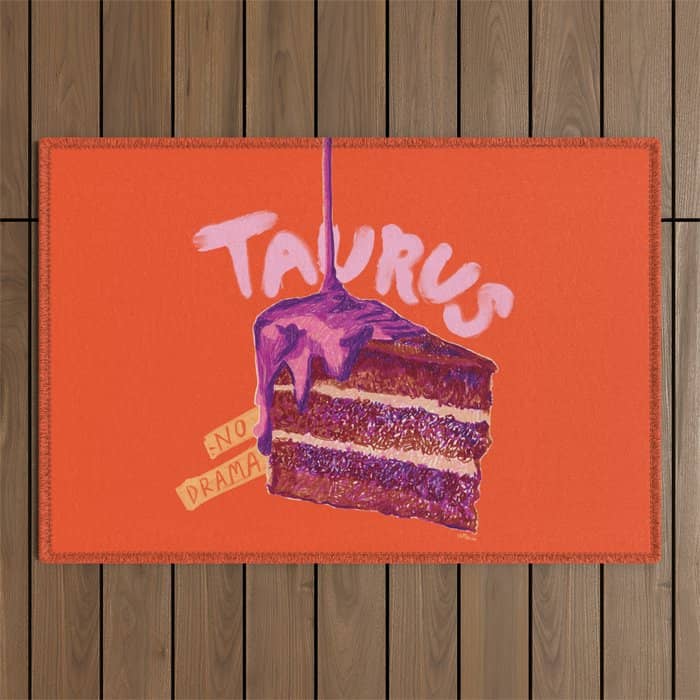 Taurus Birthday Cake In Burnt Orange Outdoor Rug