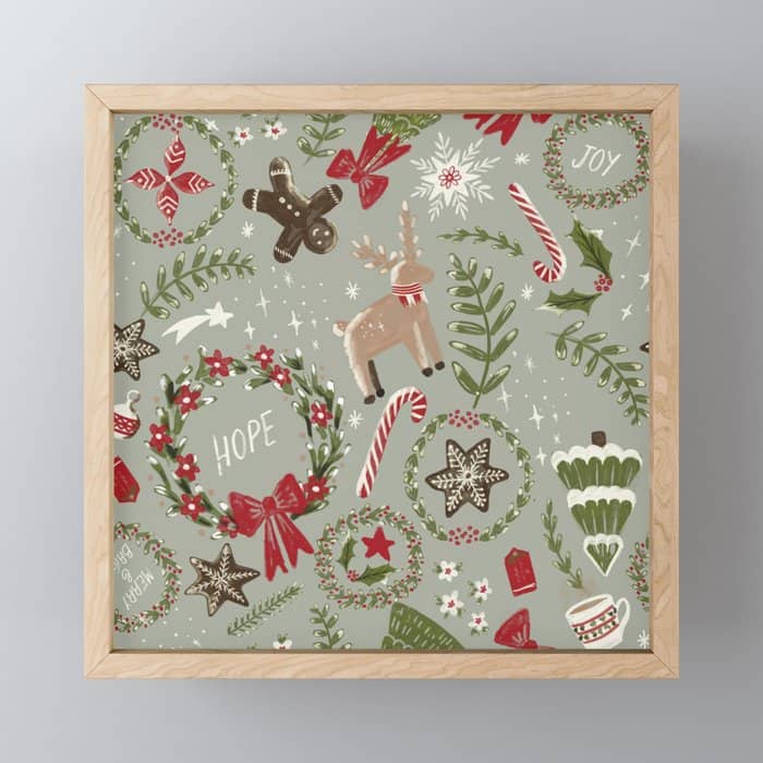 Magical Christmas - Sage Green Mini Art Print