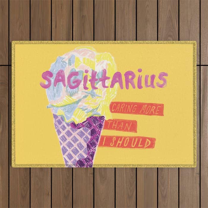 Sagittarius Cares In Sunshine Yellow | Zodiac Series  Outdoor Rug