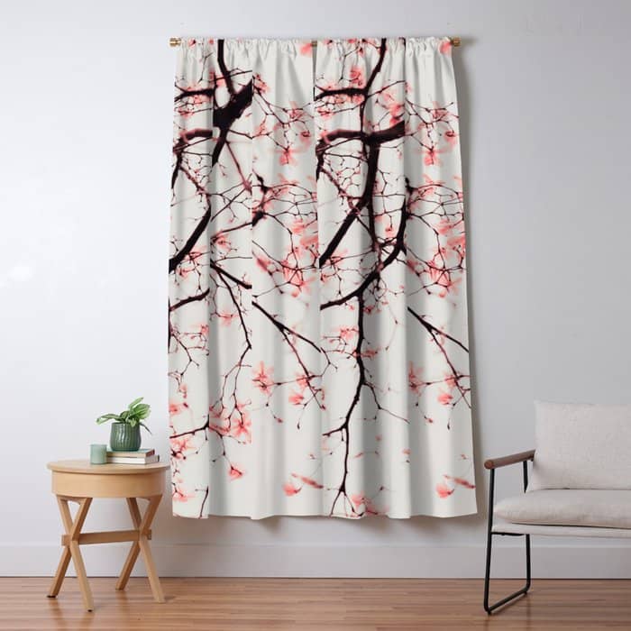 Magnolia Flowers - Pink Spring Blossoms Window Curtain