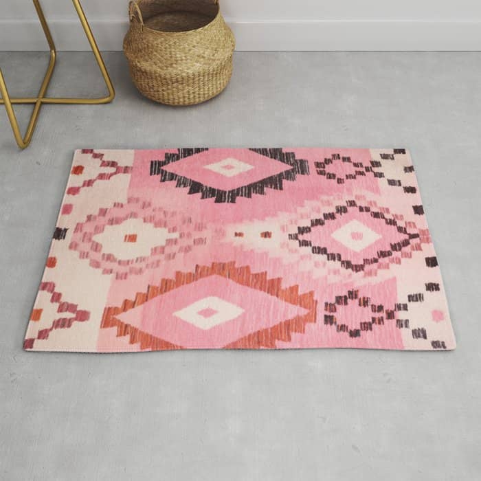 Moroccan Berber Rug Design No.60 - Multicolor, Pink Rug