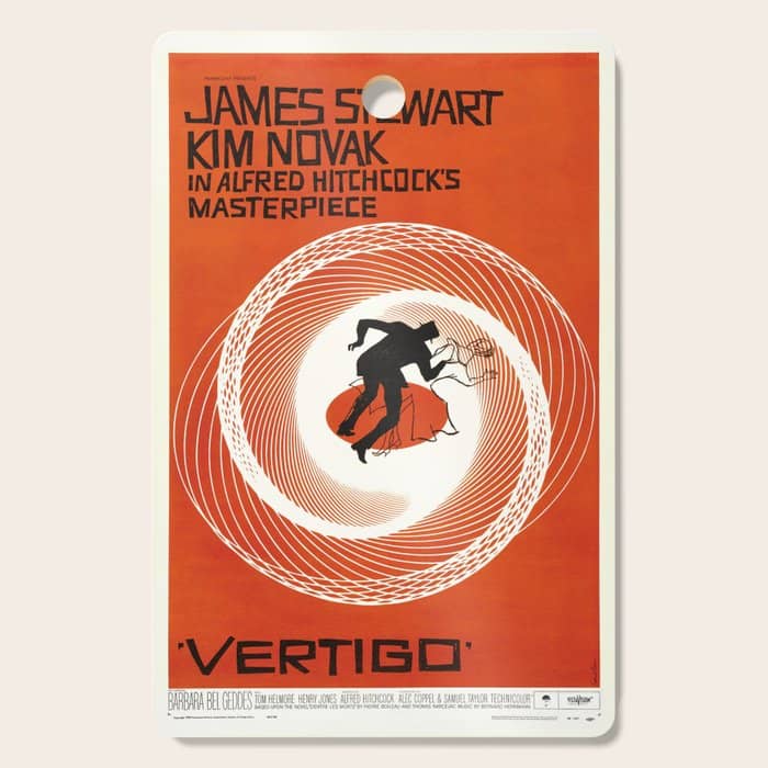 Alfred Hitchcock Vintage Movie Poster, Vertigo Cutting Board