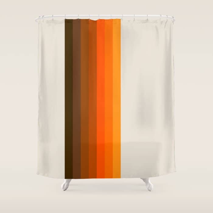 Retro Golden Rainbow - Straight Shower Curtain