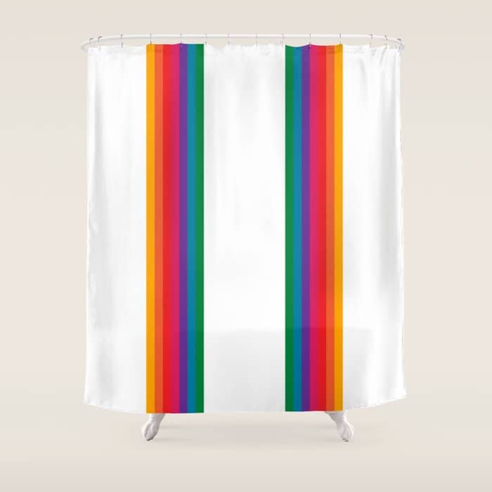Retro Bright Rainbow - Straight Shower Curtain