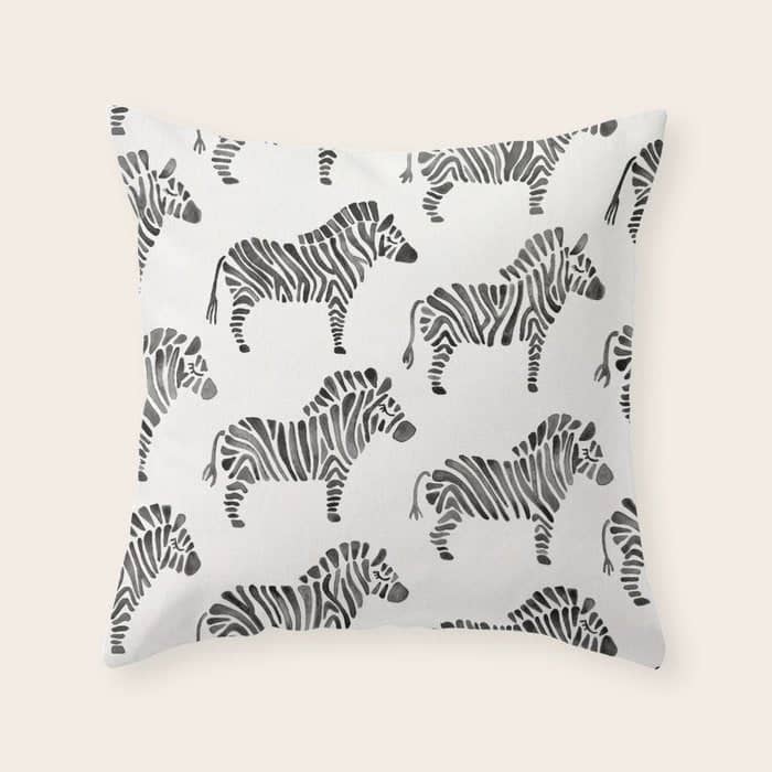 Zebras - Black & White Palette Throw Pillow