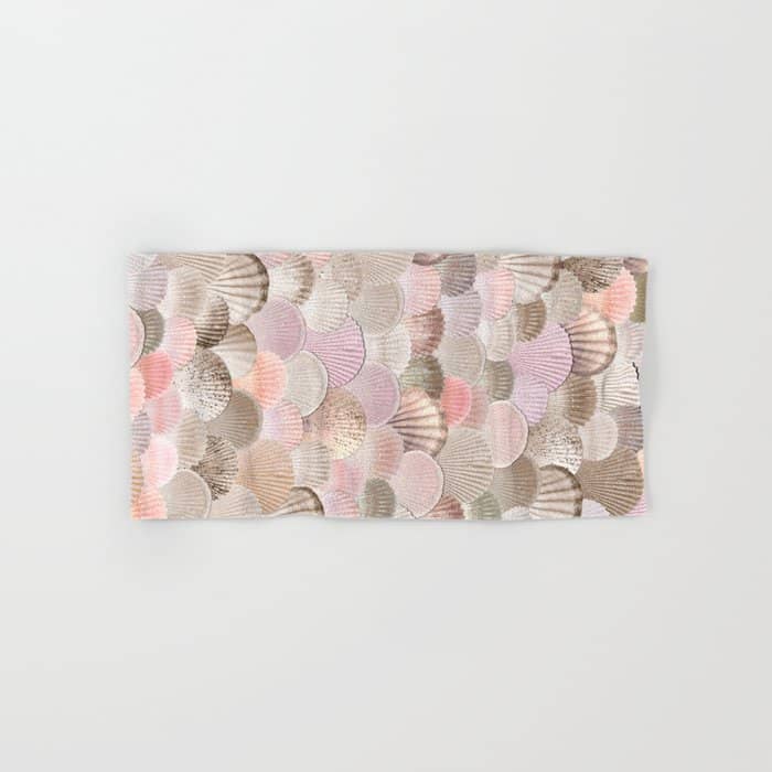 Mermaid Shells - Coral Rosegold Bath Towel