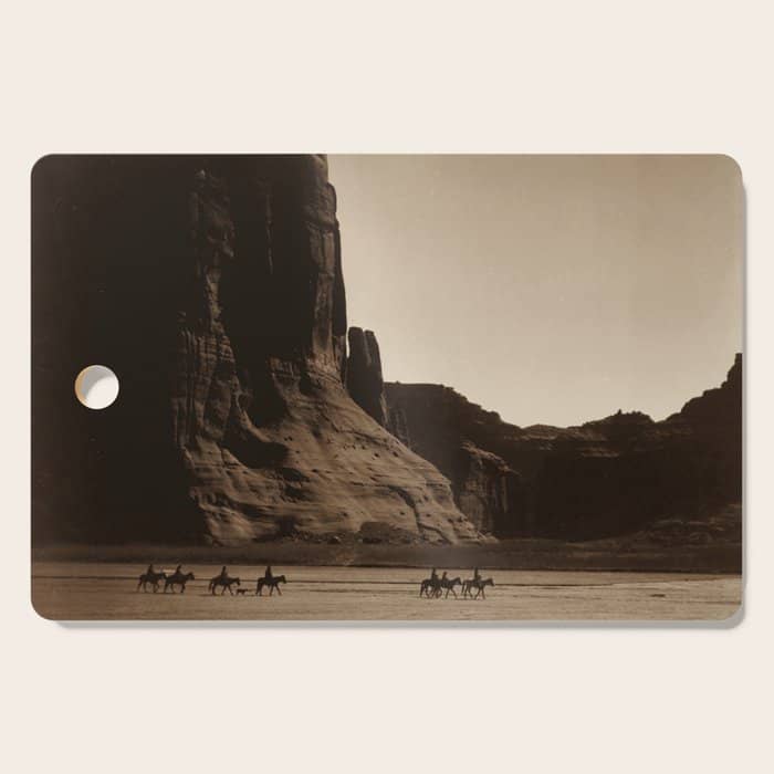 Navajo Riders - Canyon De Chelly - Edward Curtis Photo Print Cutting Board