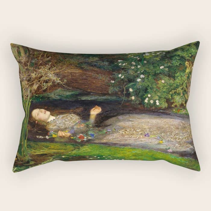 Ophelia Painting By John Everett Millais Rectangular Pillow