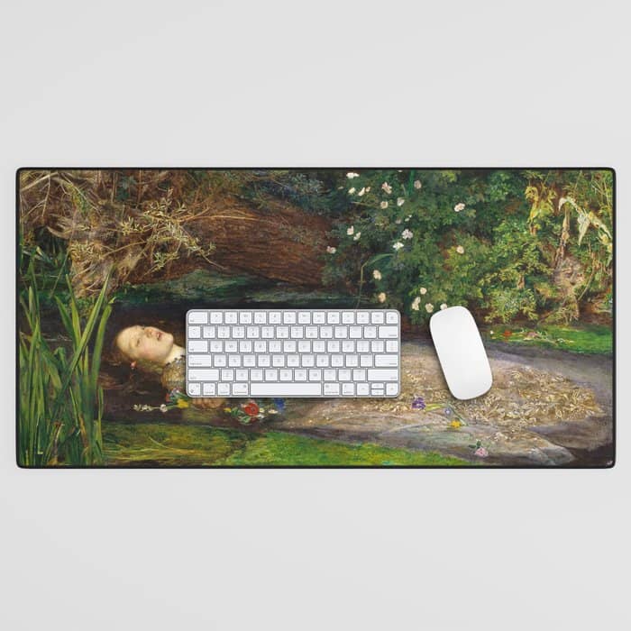 Ophelia Painting By John Everett Millais Desk Mat