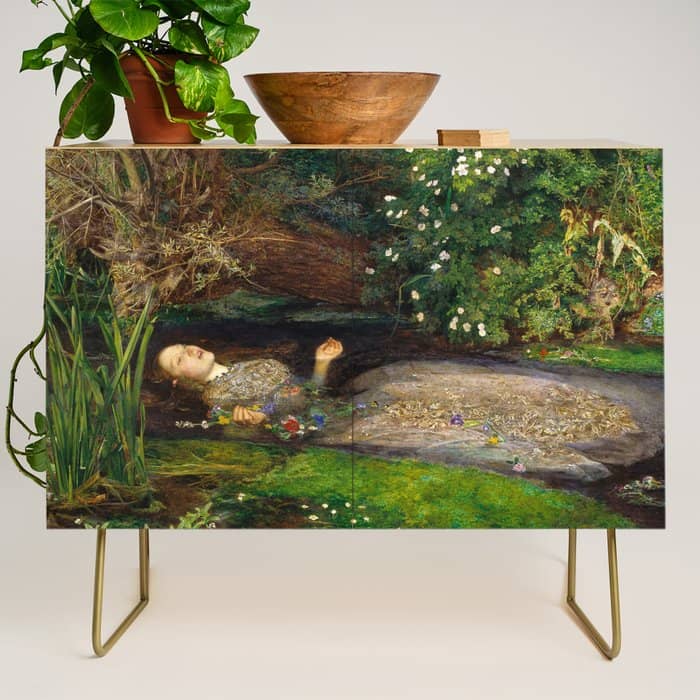 Ophelia Painting By John Everett Millais Credenza