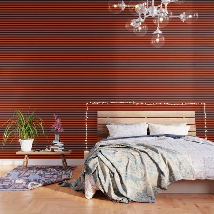 Orange Pop & Navy Blue Tent Stripe Wallpaper