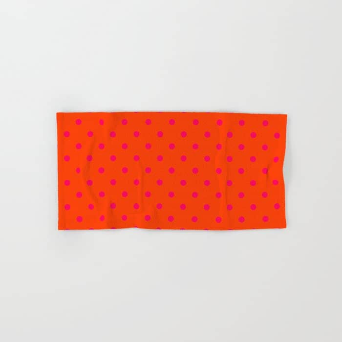 Orange Pop And Hot Neon Pink Polka Dots Bath Towel