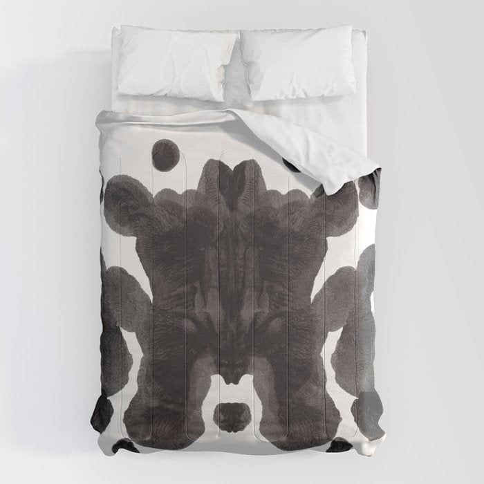 Black And White Inkblot Pattern Rorschach Test Comforter