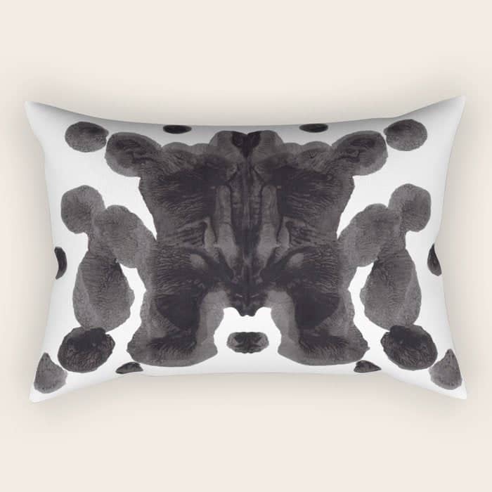 Black And White Inkblot Pattern Rorschach Test Rectangular Pillow