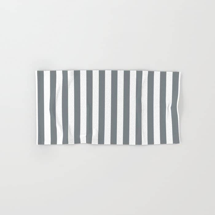 Large Smoke Grey And White Vertical Cabana Tent Stripes Bath Towel