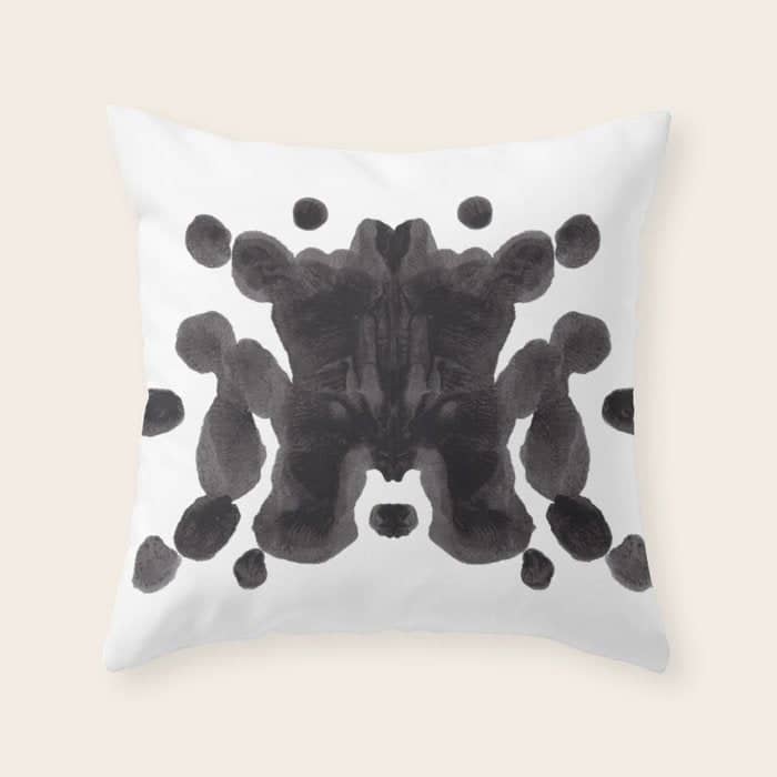 Black And White Inkblot Pattern Rorschach Test Throw Pillow