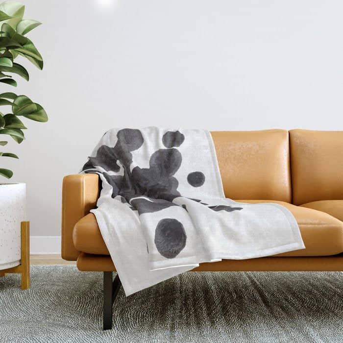 Black And White Inkblot Pattern Rorschach Test Throw Blanket