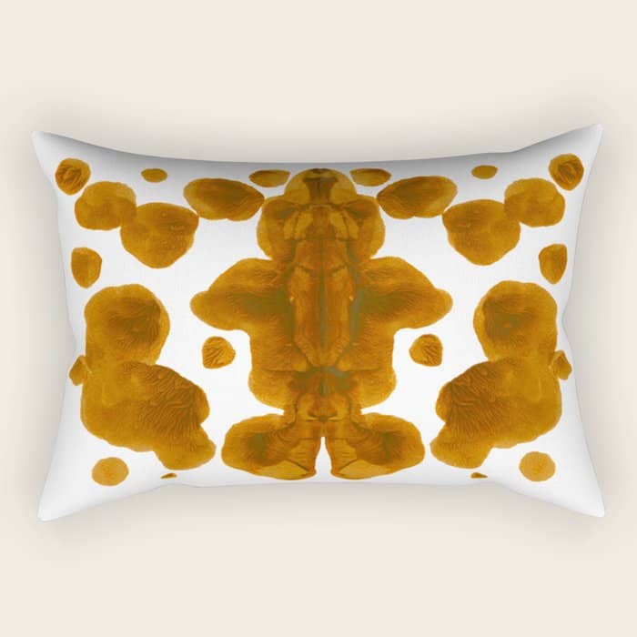 Brown Ocher Inkblot Pattern Rectangular Pillow