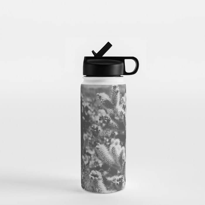 Cholla Cactus Garden (Black + White) Water Bottle