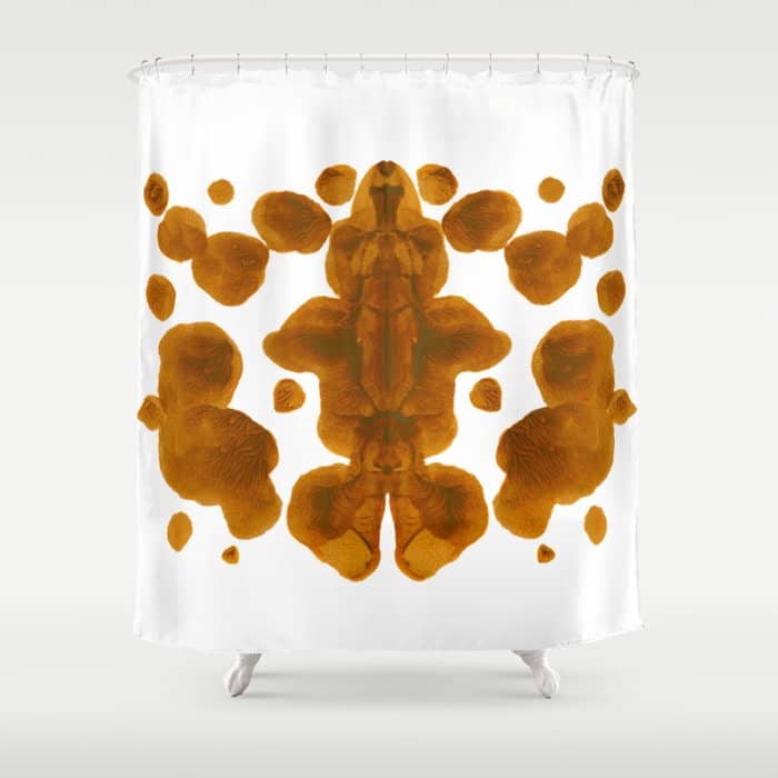 Brown Ocher Inkblot Pattern Shower Curtain