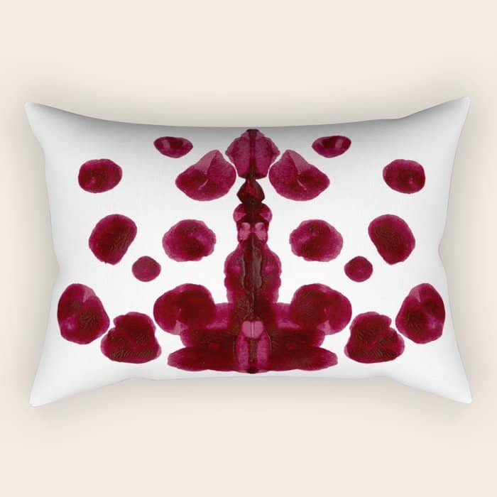 Burgundy Inkblot Pattern Rorschach Test Rectangular Pillow
