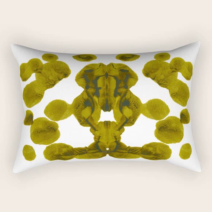 Olive Green Rorschach Test Rectangular Pillow