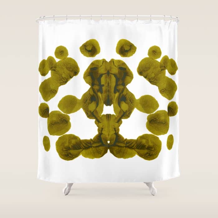 Olive Green Rorschach Test Shower Curtain