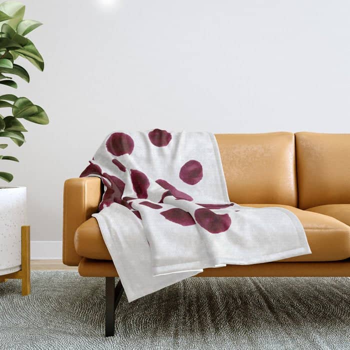 Burgundy Inkblot Pattern Rorschach Test Throw Blanket
