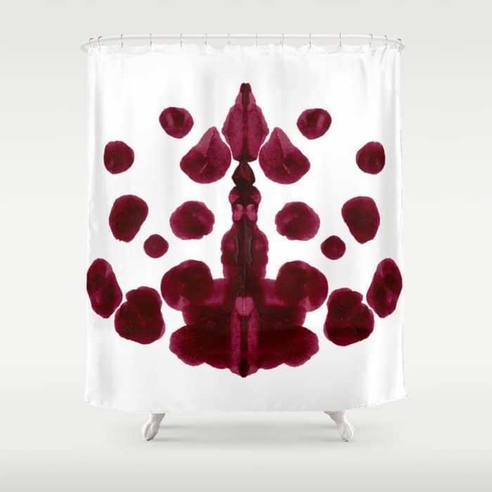 Burgundy Inkblot Pattern Rorschach Test Shower Curtain