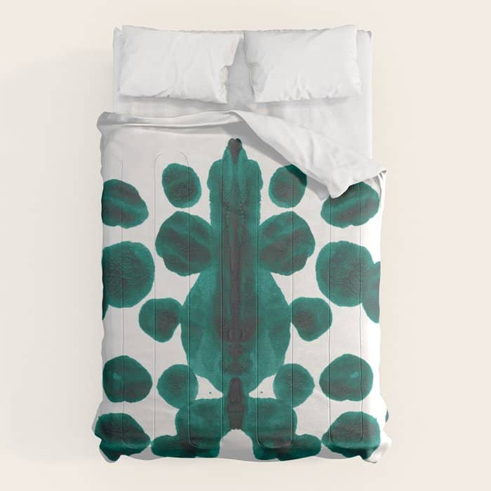 Teal Green Bubble Pattern Inkblot Rorschach Test Comforter