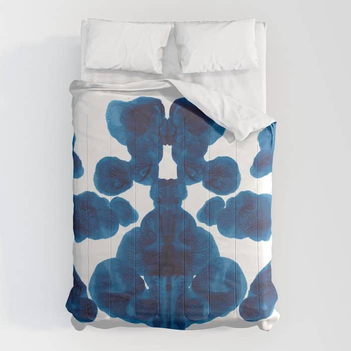 Inkblot Bunny Blue Inkblot Rorschach Test Comforter