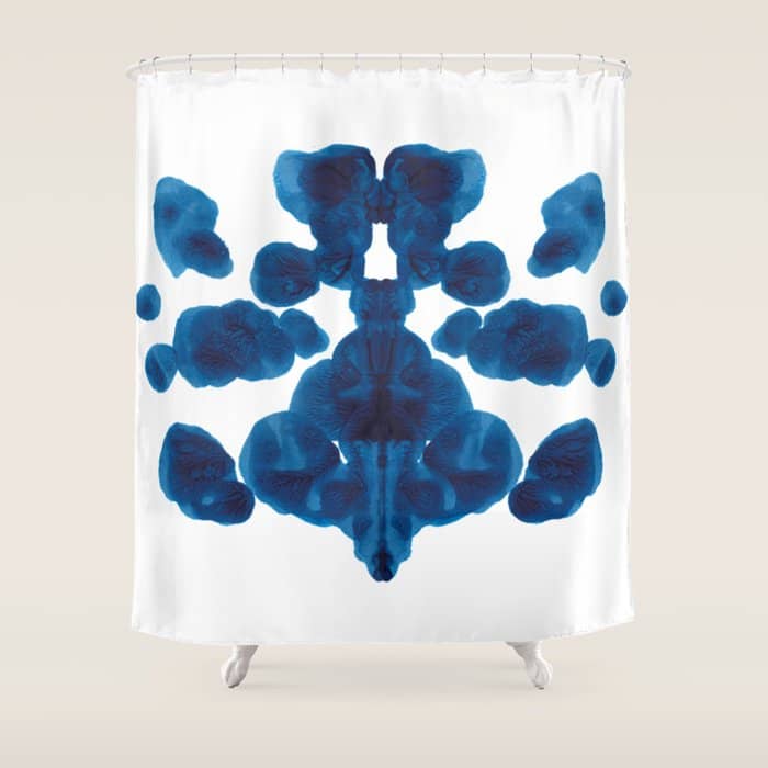 Inkblot Bunny Blue Inkblot Rorschach Test Shower Curtain