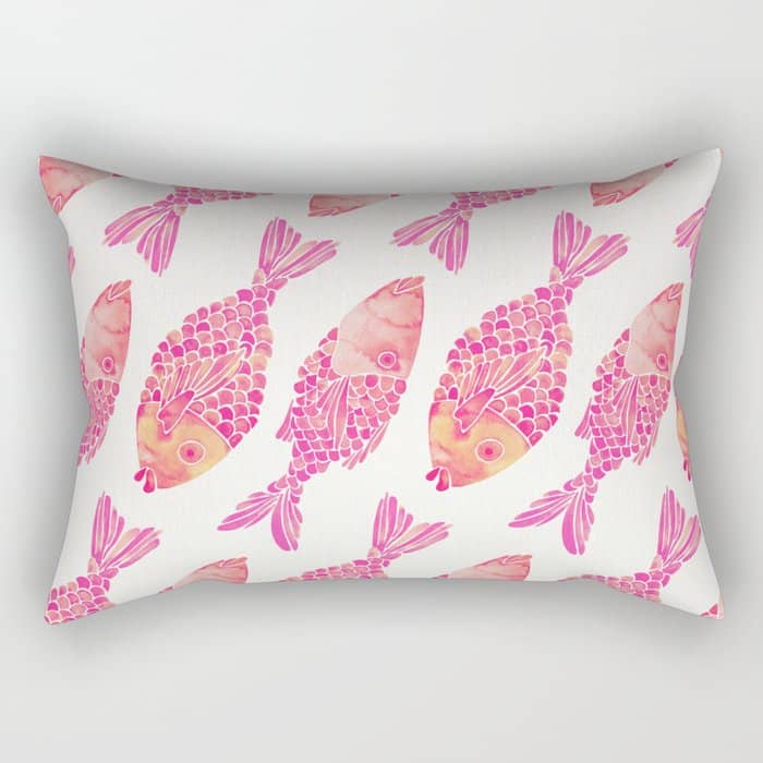 Indonesian Fish Duo - Pink Palette Rectangular Pillow