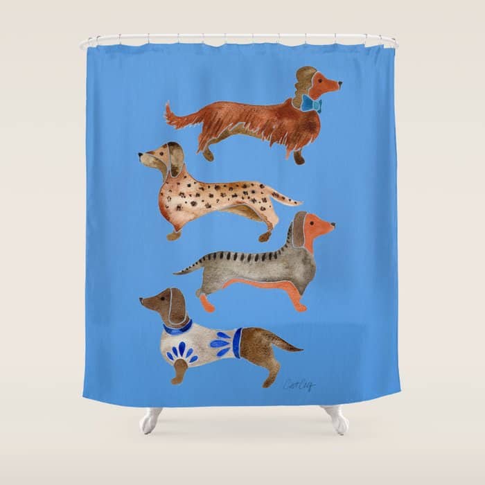 Dachshunds - Cornflower Blue Palette Shower Curtain