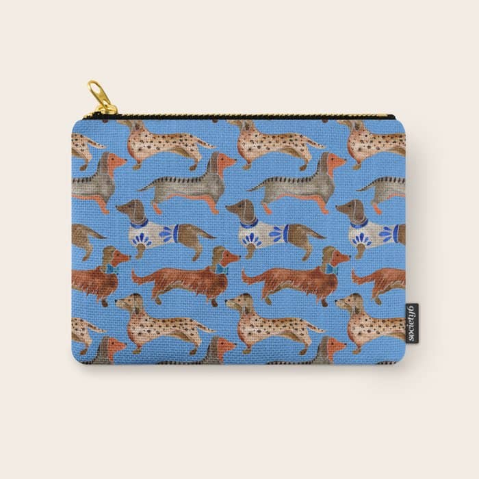 Dachshunds - Cornflower Blue Palette Carry All Pouch