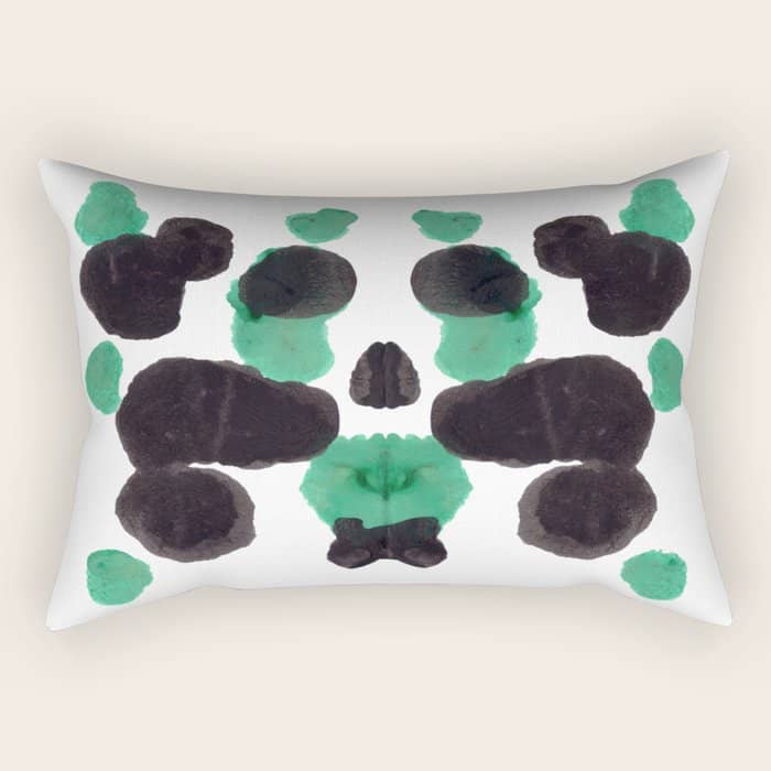 Green & Black Ink Blot Diagram Rectangular Pillow