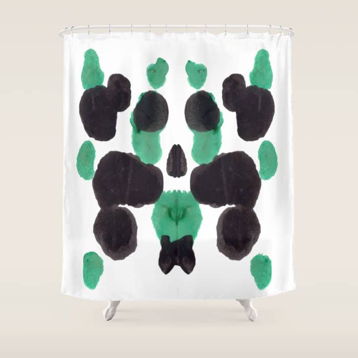 Green & Black Ink Blot Diagram Shower Curtain