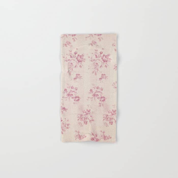Elegant Blush Pink White Rustic Floral Vintage Stripes Bath Towel