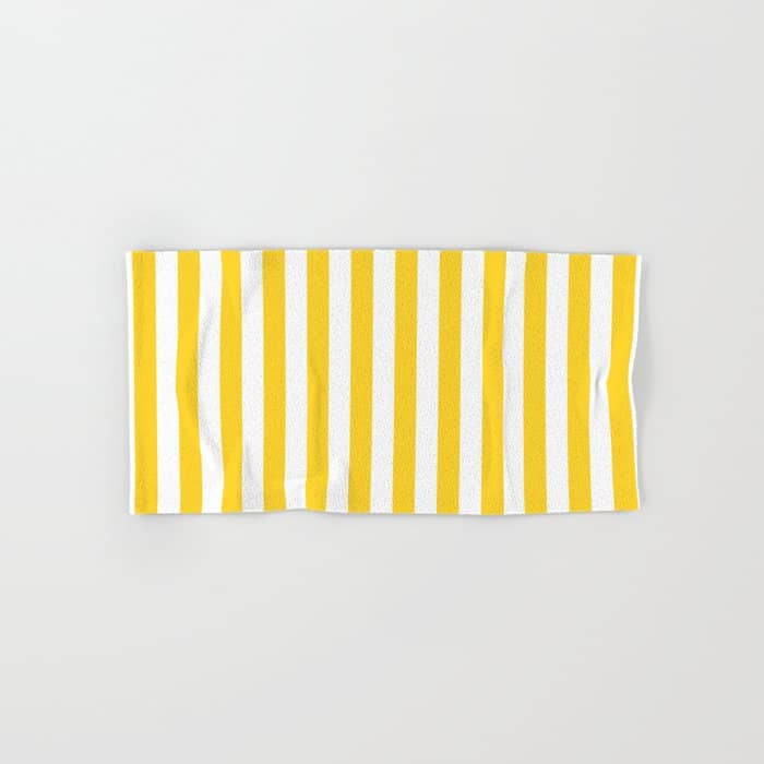 Large Taxi Yellow And White Cabana Stripe Bath Towel