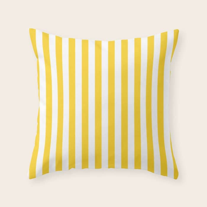 Large Taxi Yellow And White Cabana Stripe Throw Pillow