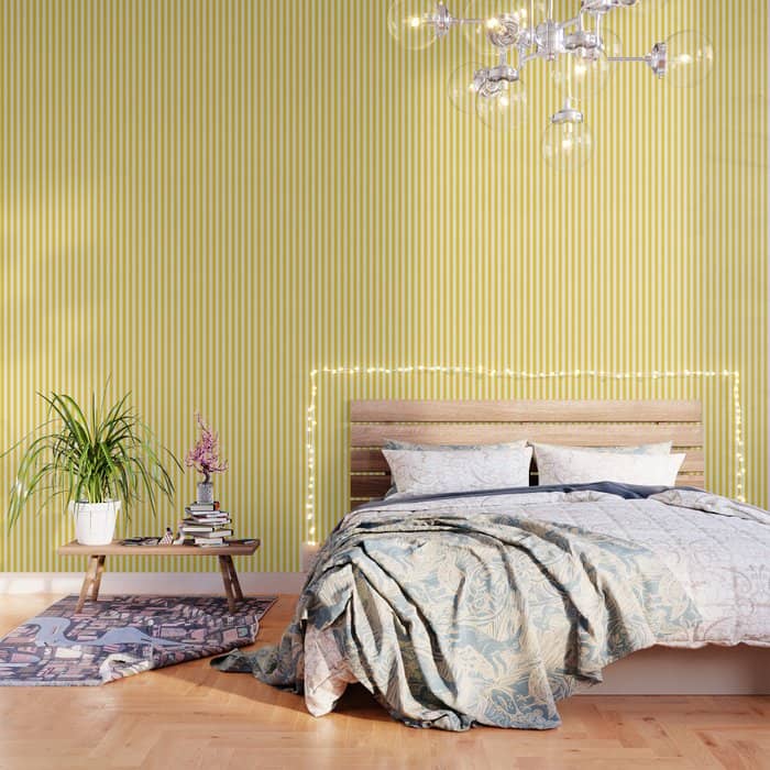 Large Taxi Yellow And White Cabana Stripe Wallpaper