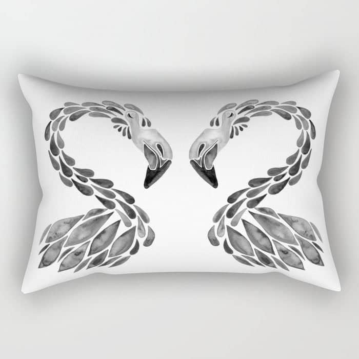 Miami Flamingo - Black Ink Rectangular Pillow