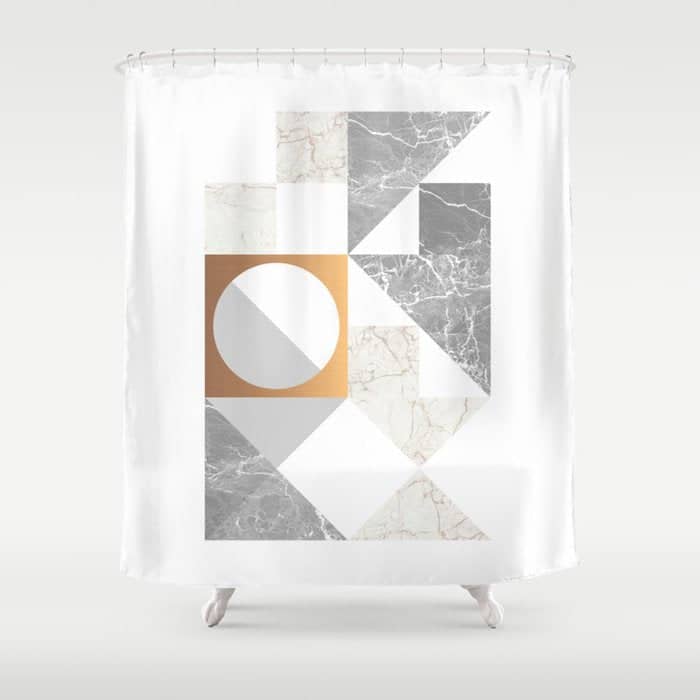 Marble Geometric Grey/White Shower Curtain