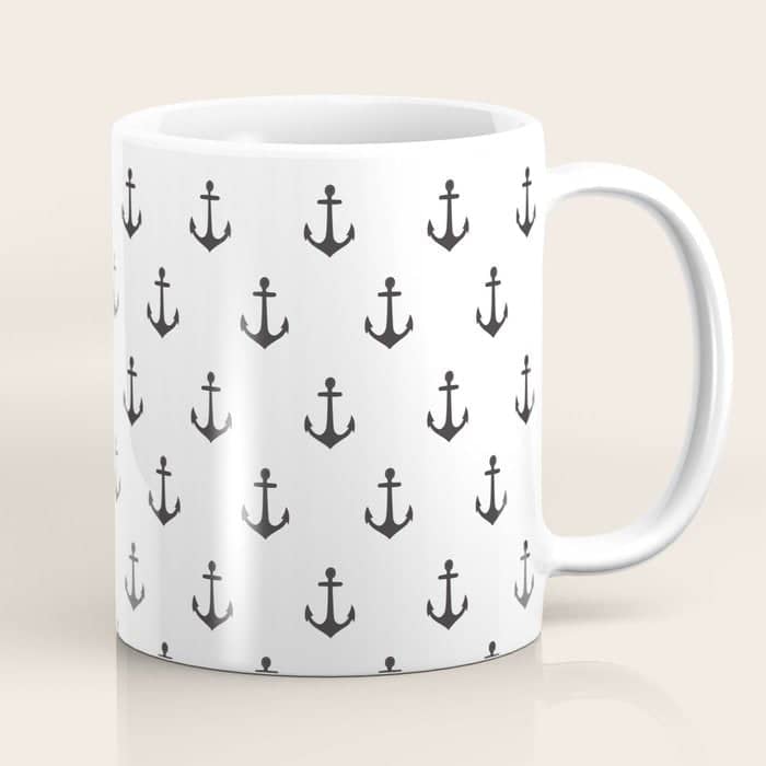 Simple Black White Modern Nautical Anchor Coffee Mug
