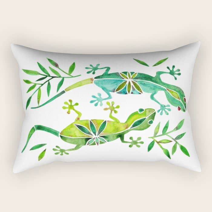 Geckos - Green Palette Rectangular Pillow