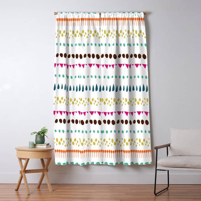 Modern Colorful Pink Orange Polka Dots Stripes Patterns Window Curtain